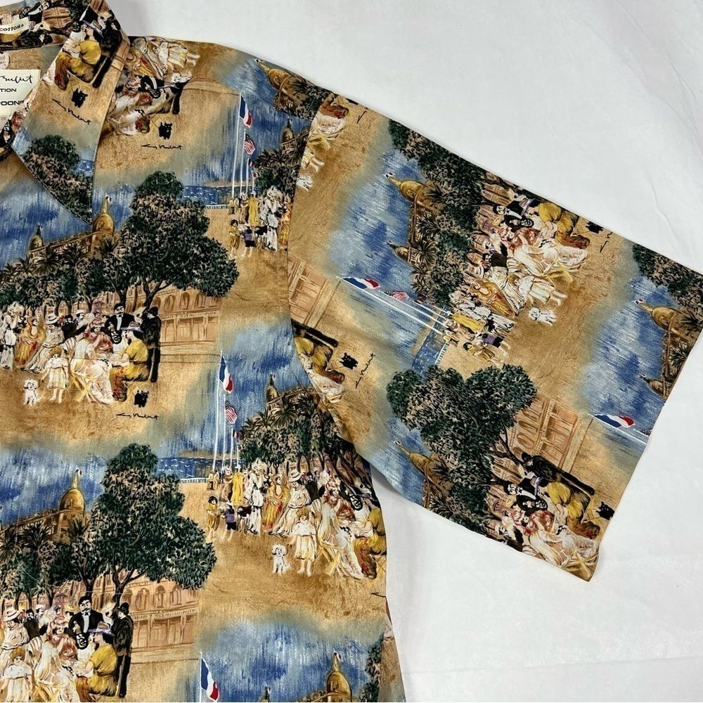 Reyn Spooner Guy Buffet Egyptian Cotton French Riviera Scene Short Sleeve Shirt - Picture 4 of 9